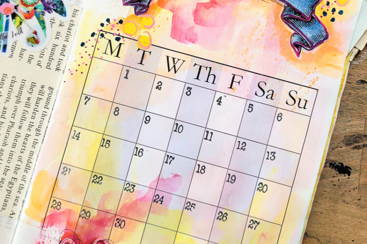April Calendar flip through. See my junk journal calendar in detail for the spring month of April. You can learn to make a DIY planner just like this. Full of colorful calendar journal ideas! #calendargirl #junkjournal