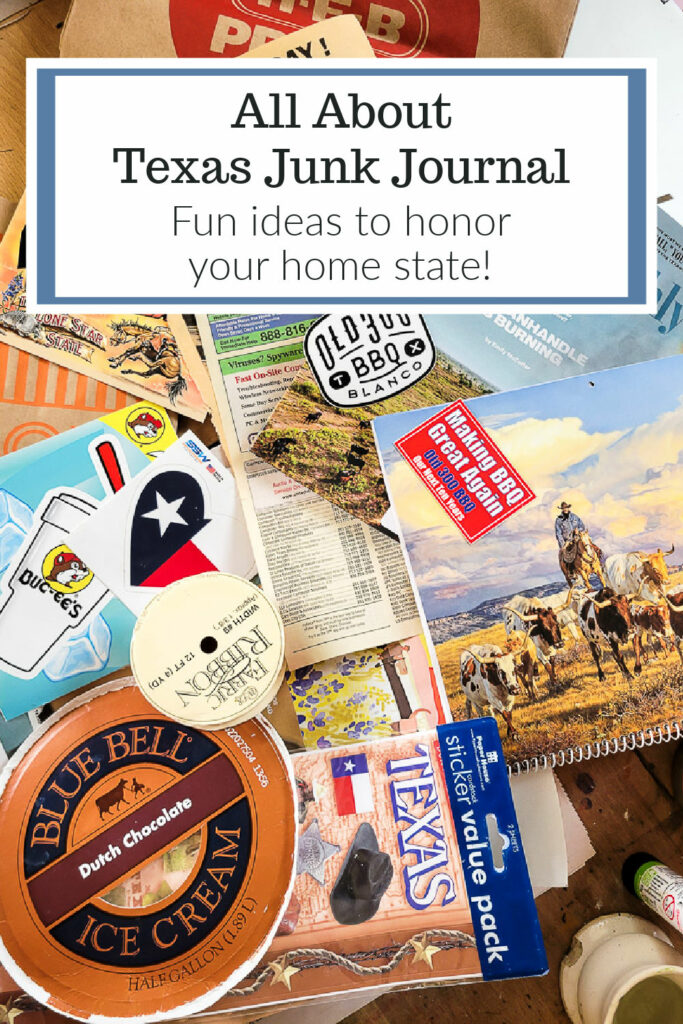 All about Texas junk journal I created a fun tribute to all things Texas, perfect for a travel journal or DIY vacation journal oon your trip to Texas. See all the things like Bucee's, Whataburger, HEB, Blue Bell Ice Cream and more! #texastrip #journalideas #traveljournal