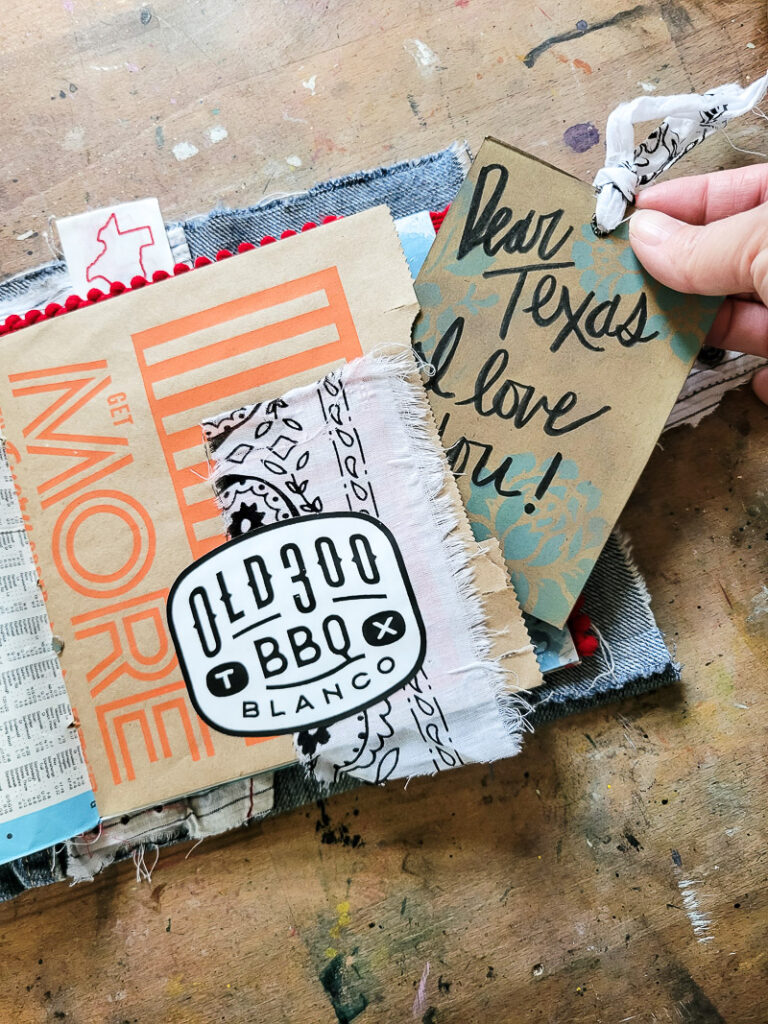All about Texas junk journal I created a fun tribute to all things Texas, perfect for a travel journal or DIY vacation journal oon your trip to Texas. See all the things like Bucee's, Whataburger, HEB, Blue Bell Ice Cream and more! #texastrip #journalideas #traveljournal