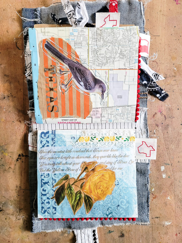 All about Texas junk journal I created a fun tribute to all things Texas, perfect for a travel journal or DIY vacation journal oon your trip to Texas. See all the things like Bucee's, Whataburger, HEB, Blue Bell Ice Cream and more! #texastrip #journalideas #traveljournal