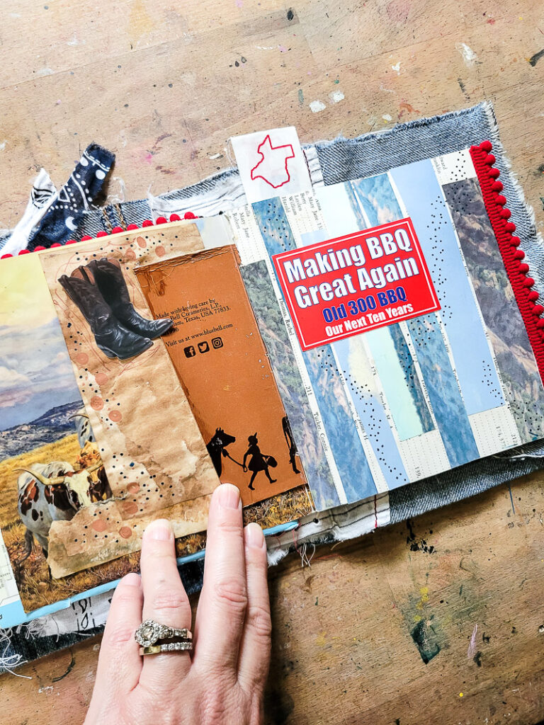All about Texas junk journal I created a fun tribute to all things Texas, perfect for a travel journal or DIY vacation journal oon your trip to Texas. See all the things like Bucee's, Whataburger, HEB, Blue Bell Ice Cream and more! #texastrip #journalideas #traveljournal