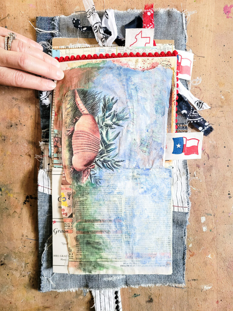 Everything you want to know about Texas in a junk journal. This visual list of all things Texas was a fun DIY travel journal to create. Saving up things from Bucee's, HEB, Blue Bell Ice Cream, Old 300 BBQ, old Texas calendars, Texas Monthly Magazine and more was a blast. All these pieces of Texas ephemera came together to create a one of a kind journal idea to inspire anyone looking to create a junk journal about the state they love! #vacationjournal #junkjournalidea #mixedmediajournal