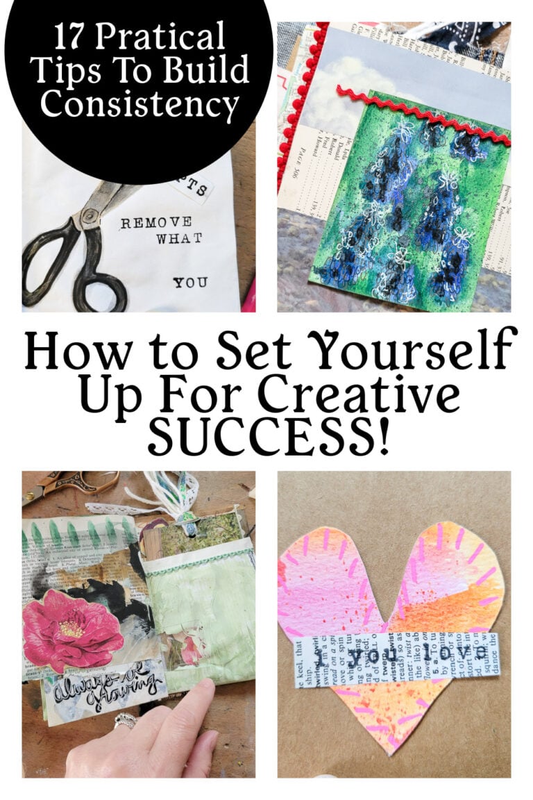 17 practical tips and ideas to help you build consistency and set yourself up for creative success. Ever wonder where do I start when it comes to your art journey? Here are some key answers to that difficult question. #createdtocreate #Faithsrt #makersgonnamake #creativepractice #creativehustle