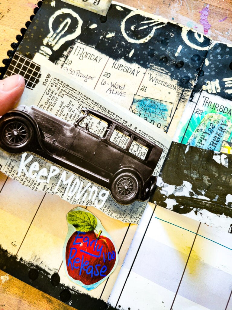 junk journal planner and calendar flip through, this month focuses on a black and white design aesthetic to calm the busy month of May down! #calendargirl #junkjournalcalendar #DIYplanner #DIYCalendar