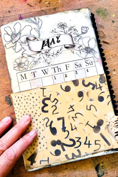 junk journal planner and calendar flip through, this month focuses on a black and white design aesthetic to calm the busy month of May down! #calendargirl #junkjournalcalendar #DIYplanner #DIYCalendar