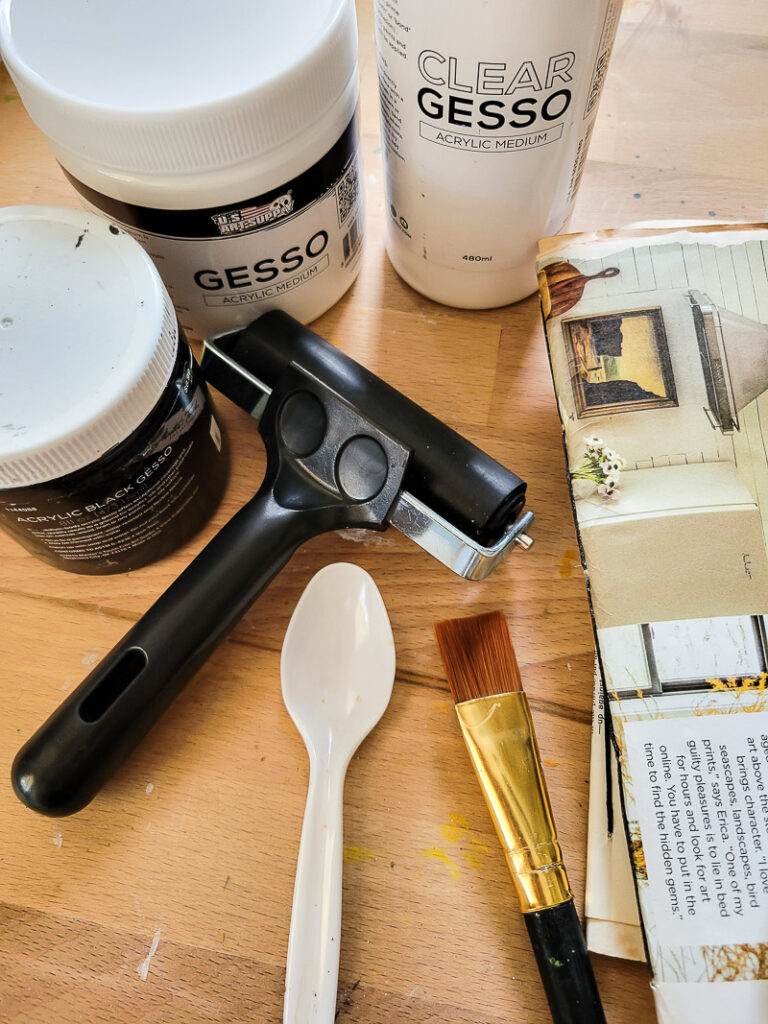 ever wondered should I use gesso in my DIY journal? Or how do I use gesso? or why? or what is gesso even? I've got you - all the details about when where, why and how to use gesso to up your mixed media art techniques! #vintagepaper #mixedmediaideas #journaltechnique #artlesson