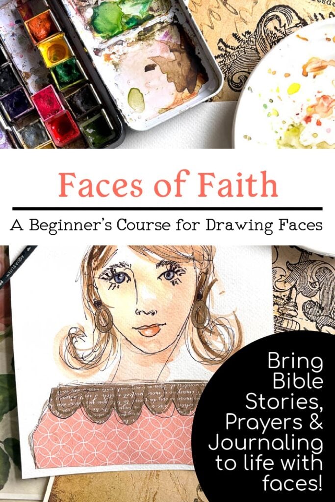 Add people, emotion, and story to your faith journaling. Faces of Faith teaches simple face sketching techniques for beginners and shows you how to use faces to reflect prayer, Scripture, and personal reflection. A beautiful way to process your faith through art and journaling.