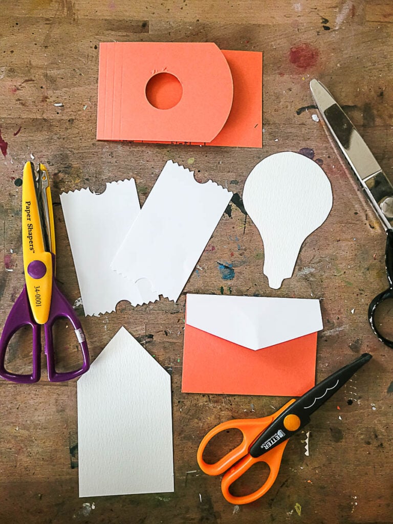 Collection of decorative journaling tags showing different tag shapes and mixed media decoration ideas for junk journals, Bible journaling pages, and creative prayer journals. Beginner friendly journaling ideas and DIY ephemera inspiration.