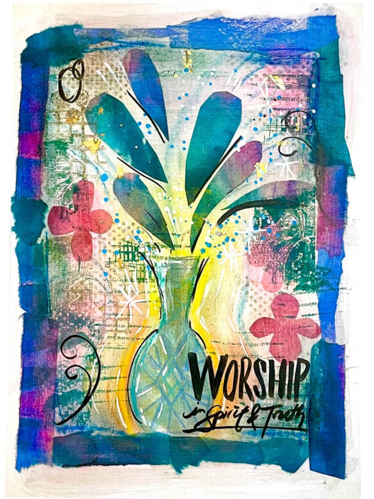 Christian faith art journaling workshop featuring Bible journaling, prayer journal ideas, mixed media techniques, and creative scripture study lessons for beginners. Faith Fest event for women exploring faith and creativity together.