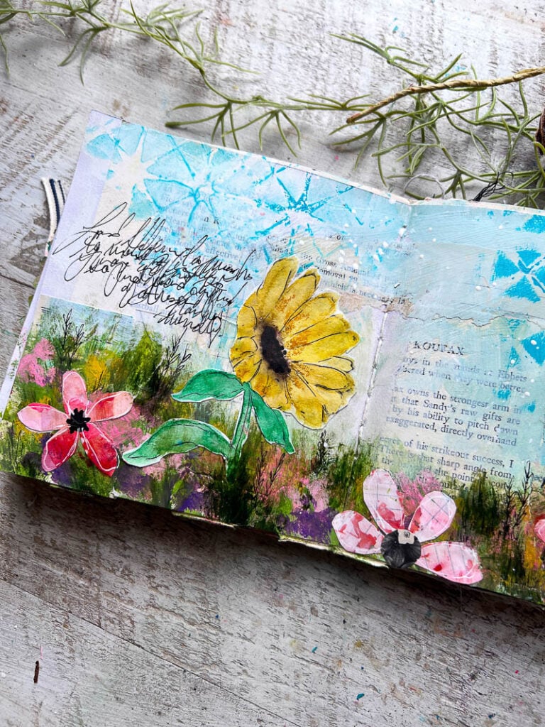 Christian faith art journaling workshop featuring Bible journaling, prayer journal ideas, mixed media techniques, and creative scripture study lessons for beginners. Faith Fest event for women exploring faith and creativity together.