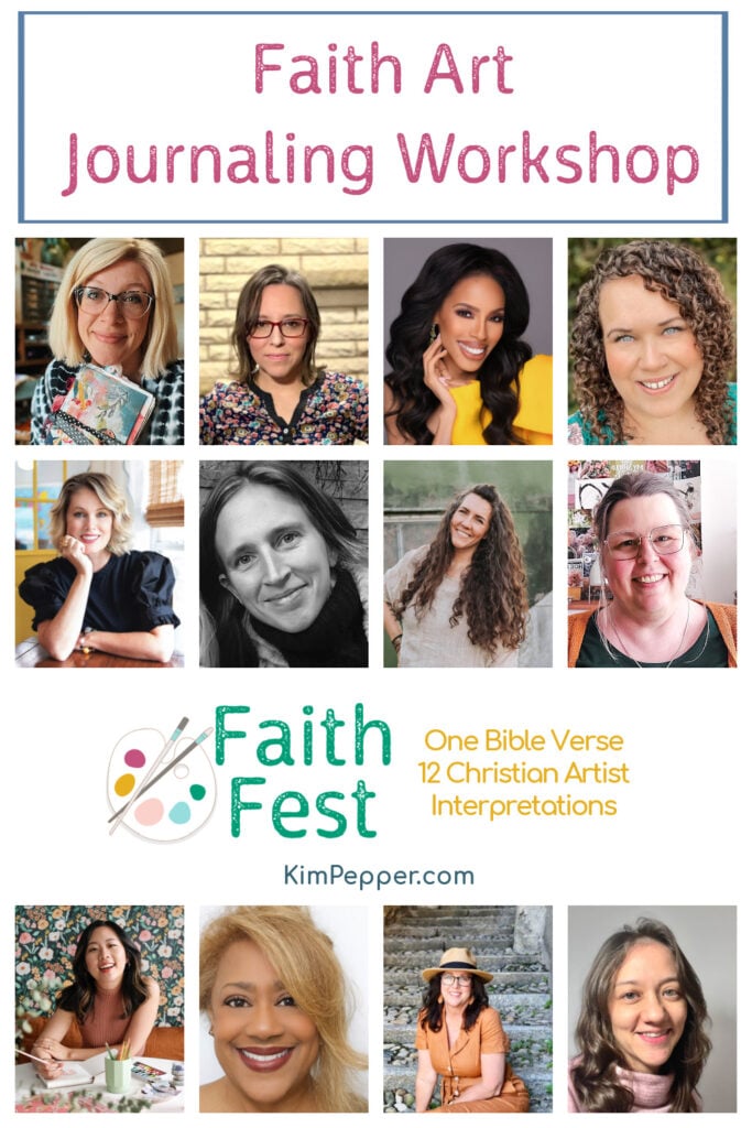 Online Christian workshop for faith art journaling, Bible journaling, and prayer journaling with creative lessons, journaling ideas, and mixed media inspiration for beginners and experienced journalers.