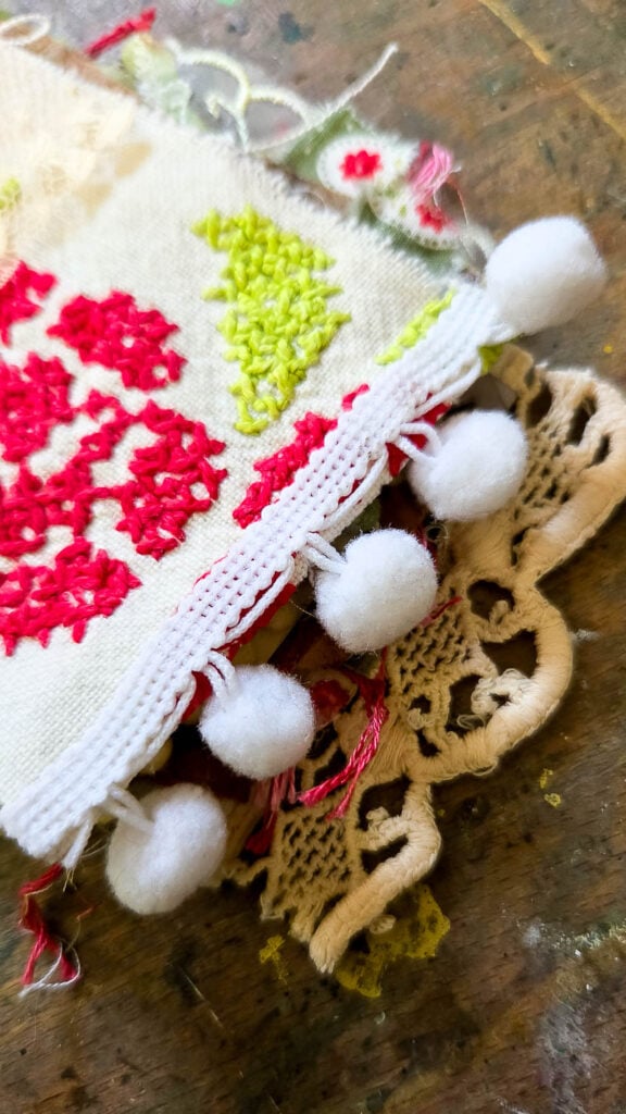Creative chunky texture ideas for mixed media journaling, junk journals, and Bible journaling. Beginner friendly faith art techniques using layered embellishments, dimensional collage, textiles, and DIY texture ideas for bold creative journal pages.
