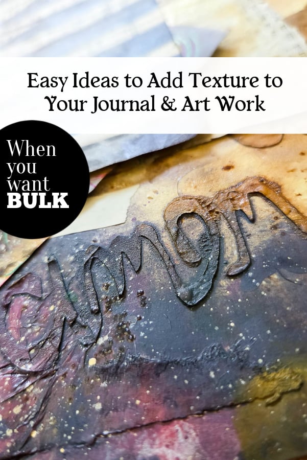 Chunky mixed media journaling ideas for adding heavy texture and layers to junk journals, Bible journaling, and faith art journaling. Creative DIY techniques using fabric, cardboard, stitching, embellishments, and collage for textured journal pages.