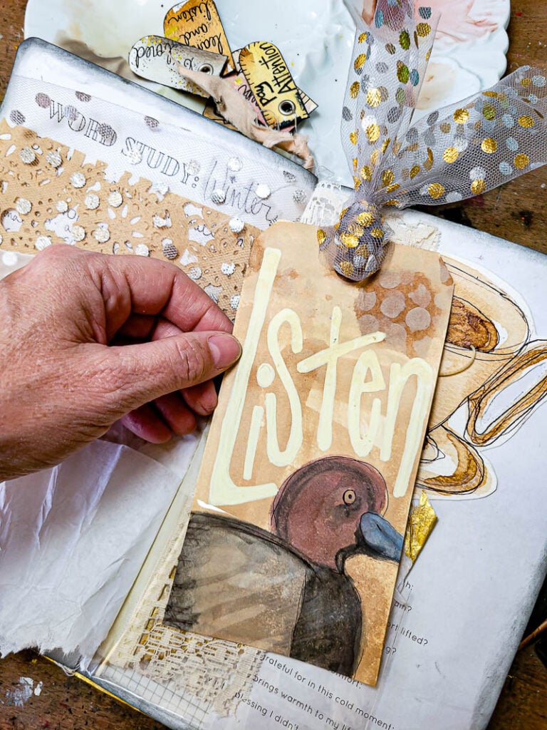 Things to write on journal tags for junk journaling, Bible journaling, and faith art journaling. Creative journaling prompts, prayer journal ideas, scripture study inspiration, and beginner friendly mixed media tag ideas for Christian creatives and journal lovers.